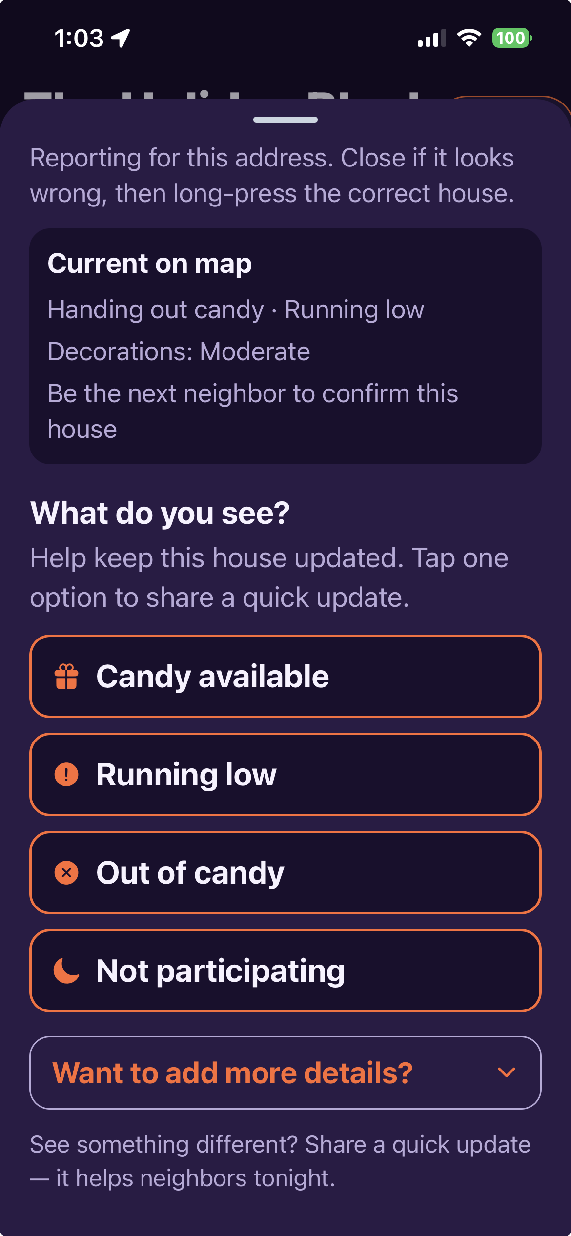 Keep the Map Live: share a live neighborhood update